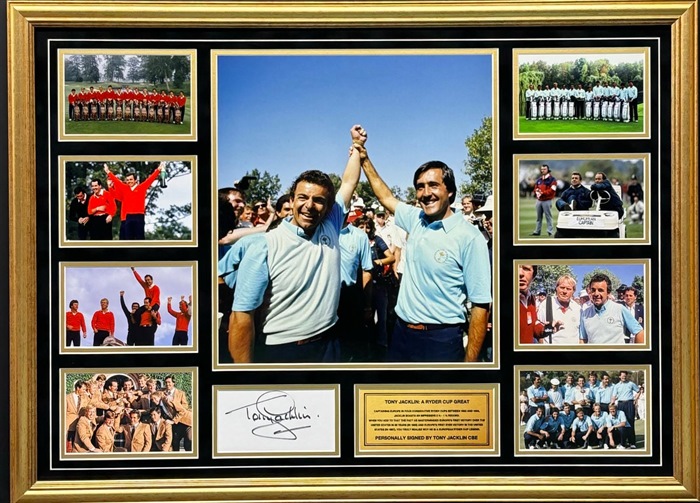 Lot 16 * Tony Jacklin ~ 2 x Major Champion & Captain Of Four Ryder Cups Print With Frame, Hand Signed By Tony Jacklin 